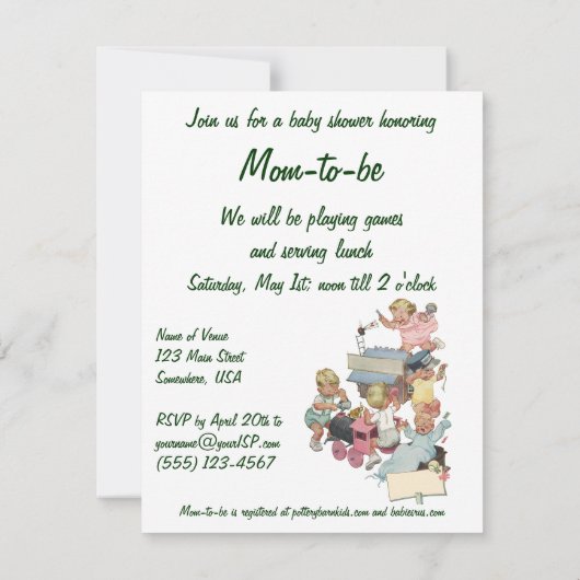  Speelgoed - Uitnodiging Baby shower (Achterkant)