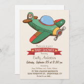 Speelgoed Vliegtuig Baby shower Kaart (Voorkant / Achterkant)