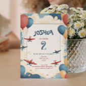Speelgoed-vliegtuigen en ballonnen verjaardagsfees kaart
