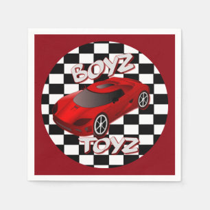 Speelgoed voor jongens Red Sports Car Napkins 2 Servet