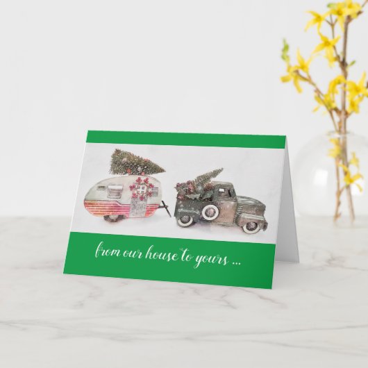 speelgoed vrachtwagen met kerstmis op groen kaart (Gele Bloem)