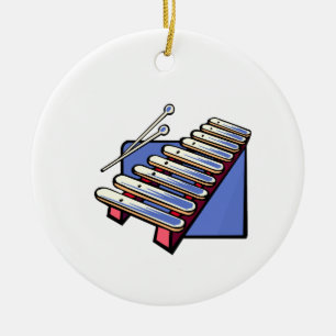 Speelgoed xylofoon met korrels, blauw, grafisch keramisch ornament