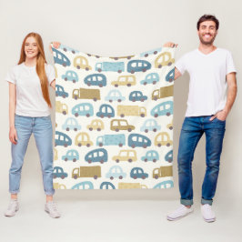Speelgoedauto's & vrachtwagens | Stofblauw Beige Fleece Deken