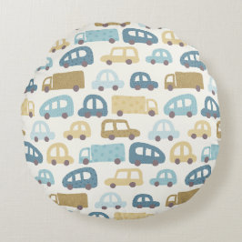 Speelgoedauto's & Vrachtwagens | Stofblauw Beige Rond Kussen