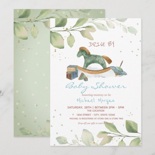 Speelgoedstation op Baby shower Kaart (Voorkant / Achterkant)