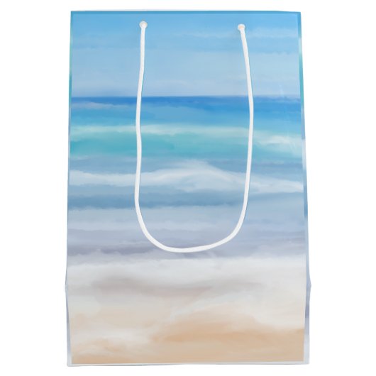 Speelgolven op een zonnige dag in het strand medium cadeauzakje (Achterkant)