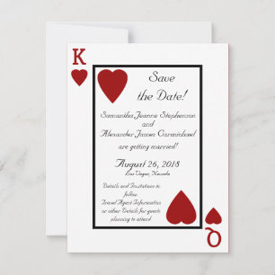 Speelkaart Koning/Koningin Bewaar de Datum Save The Date