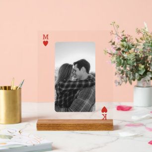 Speelkaart Koppel Foto Romantische Liefde Hart Cad Acryl Bord