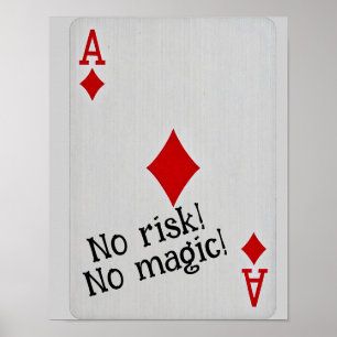 Speelkaart kunst -geen risico geen magie poster