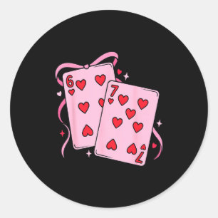 Speelkaart Valentijnsdag 67 Preppy Six Seven 6 Ronde Sticker