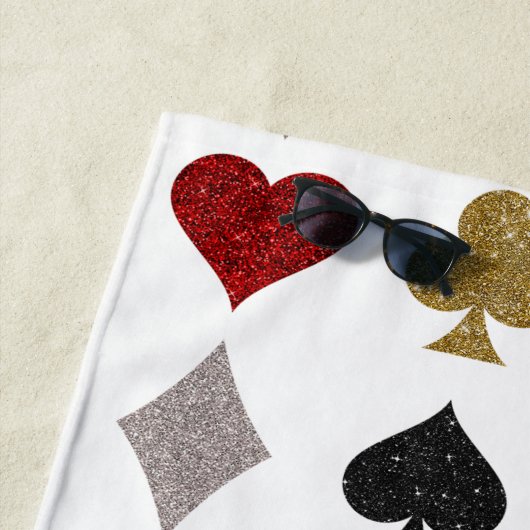 Speelkaarten Casino Patroon Aangepaste naam Strandlaken (In situ)