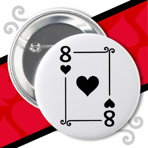 Speelkaarten Costume 8 Harten Kaart Acht Kaart Ronde Button 5,7 Cm