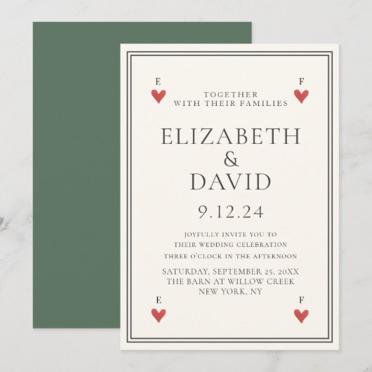 speelkaarten harten Eenvoudig huwelijk Kaart (Voorkant / Achterkant)