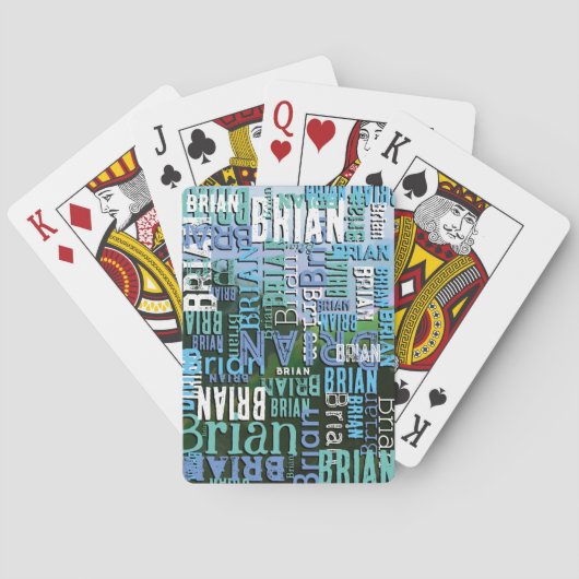 Speelkaarten met Blauw Aangepaste Naam Patroon (Achterkant)