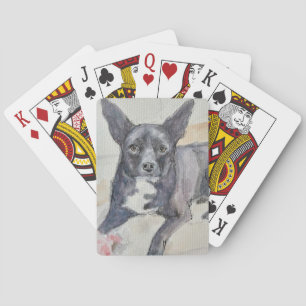 Speelkaarten met waterverf van perceptieve hond