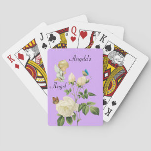 Speelkaartendek Engel Paarse Bloemen Pokerkaarten