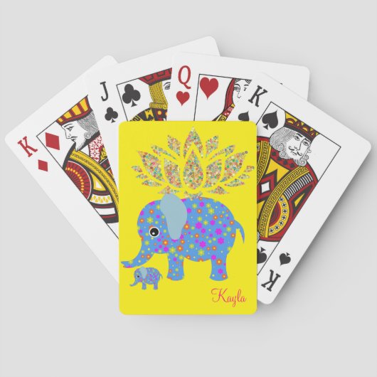 Speelkaartendek Kleurrijke Olifant Geel Pokerkaarten (Achterkant)