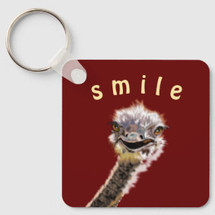 Speelrijke Sleutelhanger Happy Ostrich - glimlach