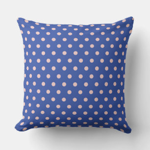 Speels blauw en roze polka stippenpatroon kussen