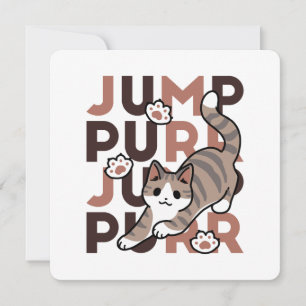 Speels Cat Jump Design - Jump Spint Pun artwork Feestdagenkaart