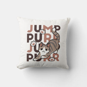 Speels Cat Jump Design - Jump Spint Pun artwork Kussen