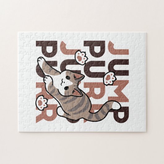 Speels Cat Jump Design - Jump Spint Pun artwork Legpuzzel (Horizontaal)