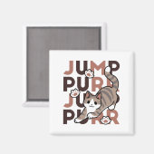 Speels Cat Jump Design - Jump Spint Pun artwork Magneet (Voorkant / Achterkant)