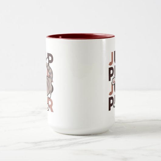 Speels Cat Jump Design - Jump Spint Pun artwork Mok (Midden)