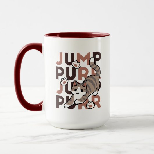 Speels Cat Jump Design - Jump Spint Pun artwork Mok (Links)