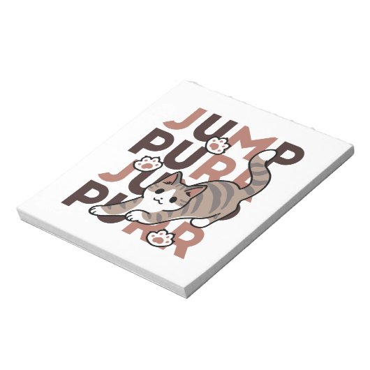 Speels Cat Jump Design - Jump Spint Pun artwork Notitieblok (Gedraaid)