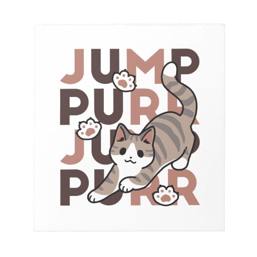 Speels Cat Jump Design - Jump Spint Pun artwork Notitieblok (Voorkant)