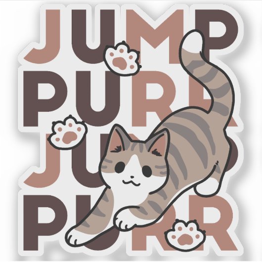 Speels Cat Jump Design - Jump Spint Pun artwork Sticker (Voorkant)