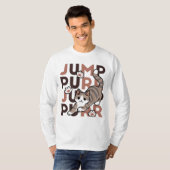 Speels Cat Jump Design - Jump Spint Pun artwork T-shirt (Voorkant volledig)