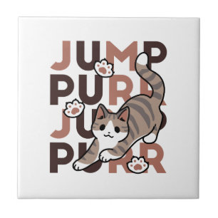 Speels Cat Jump Design - Jump Spint Pun artwork Tegeltje