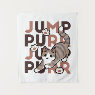 Speels Cat Jump Design - Jump Spint Pun artwork Wandkleed