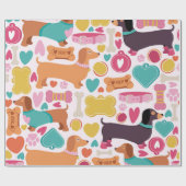 Speels dashondontwerp cadeaupapier (Vlak)