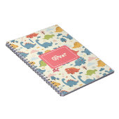 Speels dinosauruspatroon gepersonaliseerd notitieboek (Rechterzijde)