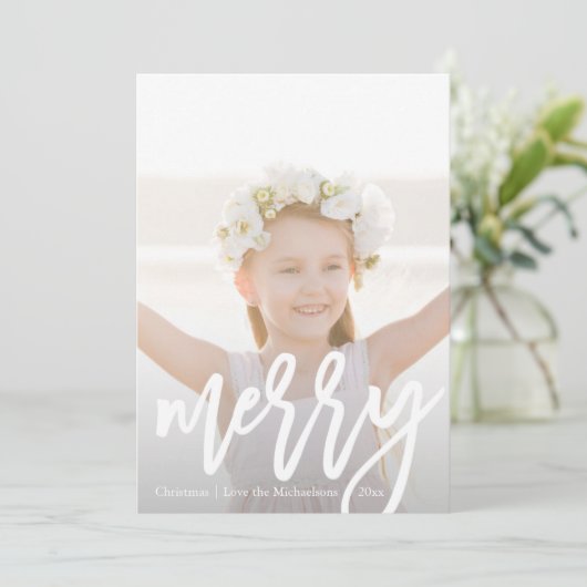 Speels Elegant Merry Script met Leopard Print Feestdagenkaart (Staand voorkant)