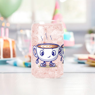 Speels en grappig koffie ontwerp blikvorm glas