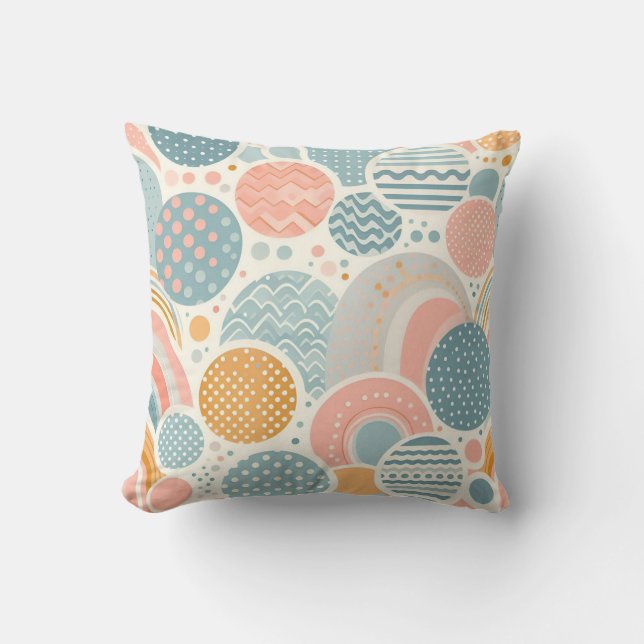 Speels geometrisch doedelpatroon kussen (Voorkant)