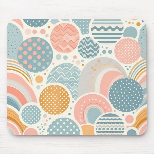 Speels geometrisch doedelpatroon muismat (Voorkant)