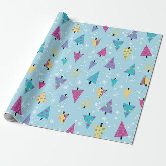 Speels geometrisch kerstboompatroon cadeaupapier