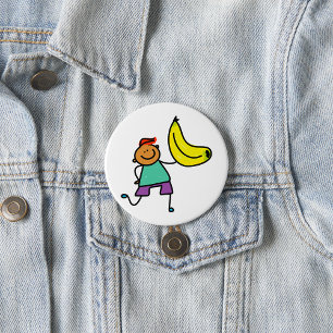 Speels Kind met grote gele banaan Ronde Button 7,6 Cm