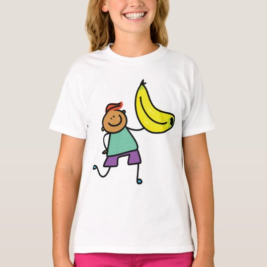 Speels Kind met grote gele banaan T-shirt (Voorkant)