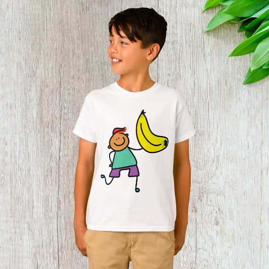 Speels Kind met grote gele banaan T-shirt