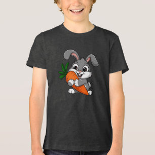 Speels konijn met een grote wortel Tri-Blend shirt