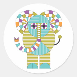 Speels modern olifant quilt patroon ronde sticker