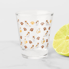 Speels Naadloos Kattenpatroon – Schattige Cartoon  Shot Glas