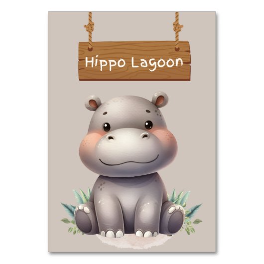 Speels Oerwoud Safari Hippo Lagoon Tafelbord Kaart (Voorkant)