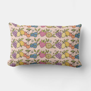 Speels pastelfruit patroon in roze retro stijl kussen